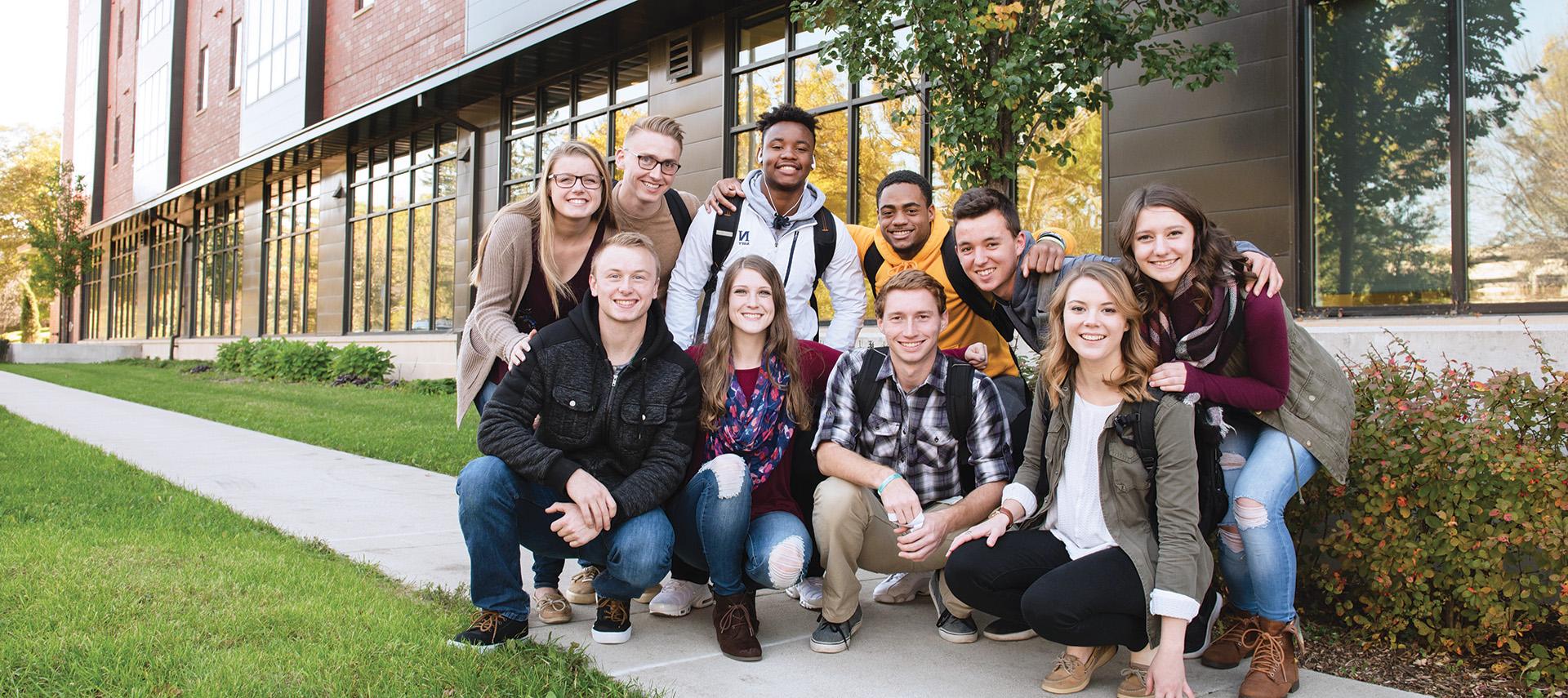 Students outside Aspire Hall